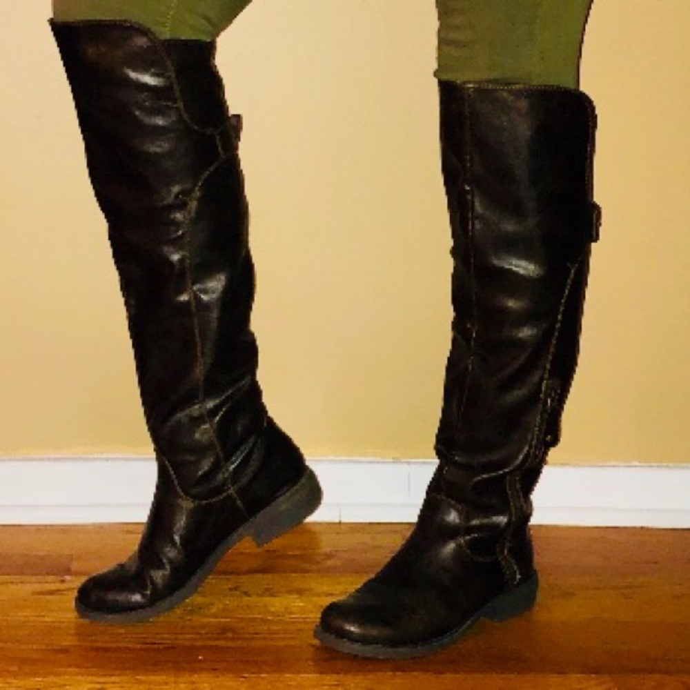 Dark brown over-the-knee boots